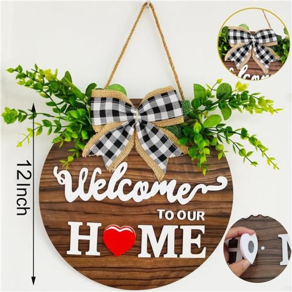 19 Icons Interchangeable Seasonal Welcome Sign Front Door Decoration, Rustic - Picture 5 of 7